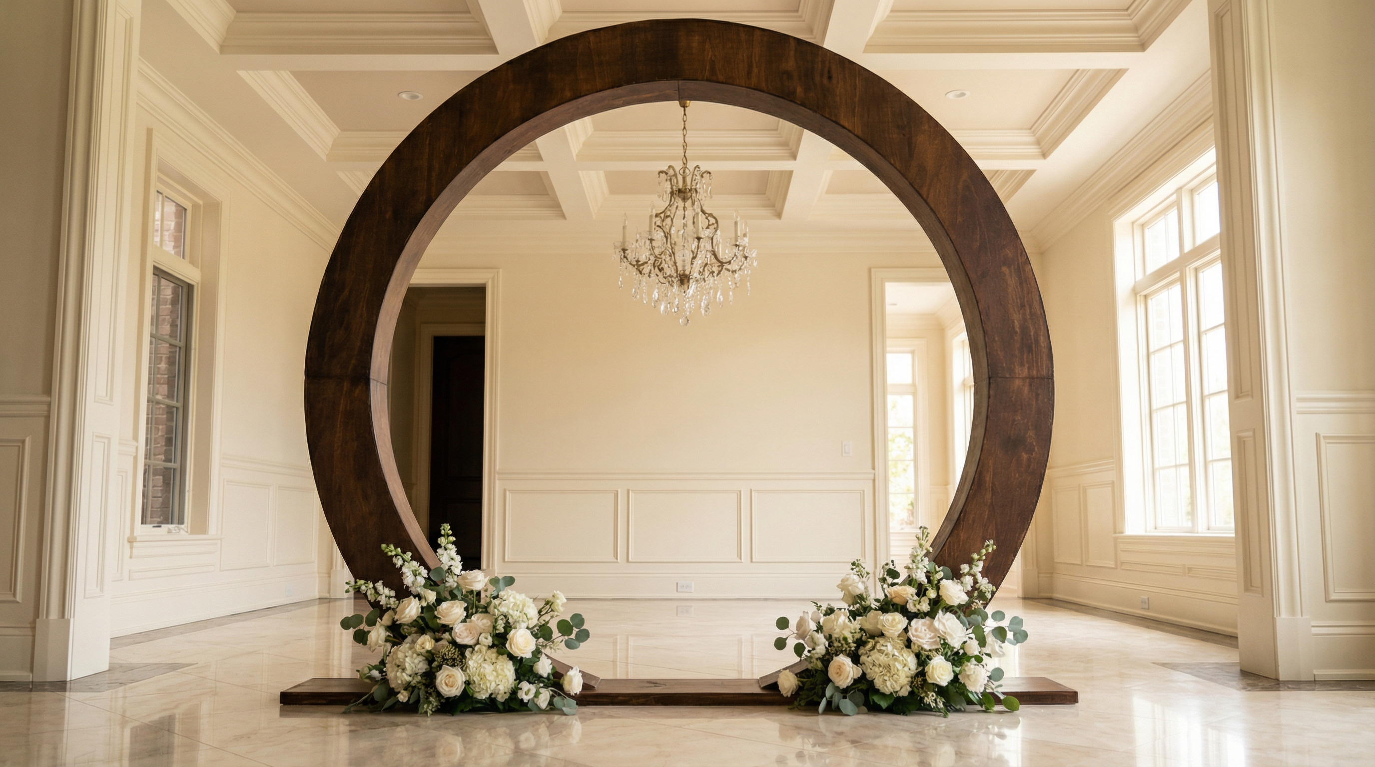 Ceremony arch in a luxury estate setting